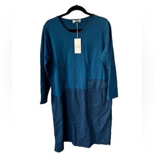 SAGA Italy Mixed Media Dress in Teal O/S NWT